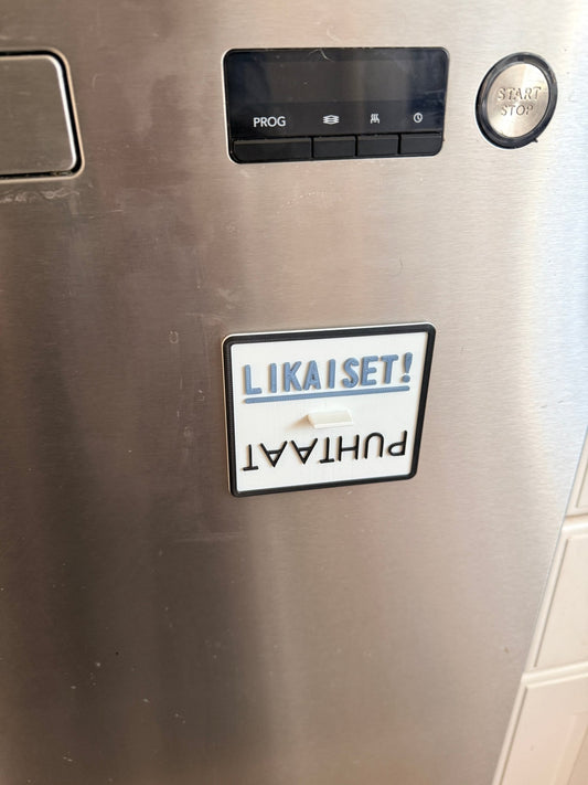 Astianpesukone magneetti - puhtaat ja likaiset - Lahja ja Sisustus Juuttisäkki